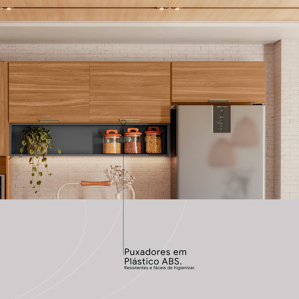 Cozinha Compacta Alba 6 Portas Amêndola e Grafite
