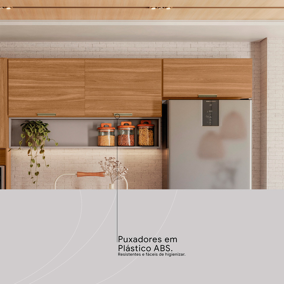 Cozinha Compacta Alba 6 Portas Amêndola e Nude