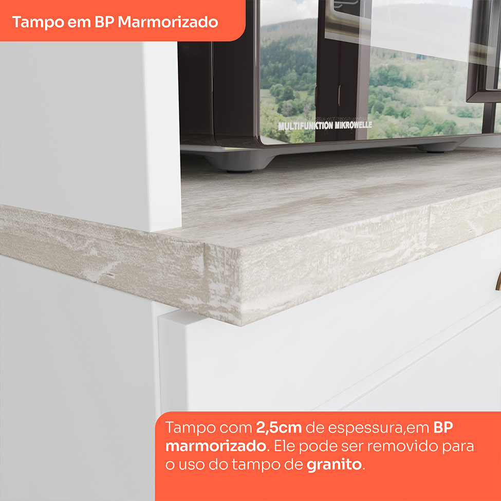 Cozinha Compacta Americana 10 Portas 5 Gavetas Branca