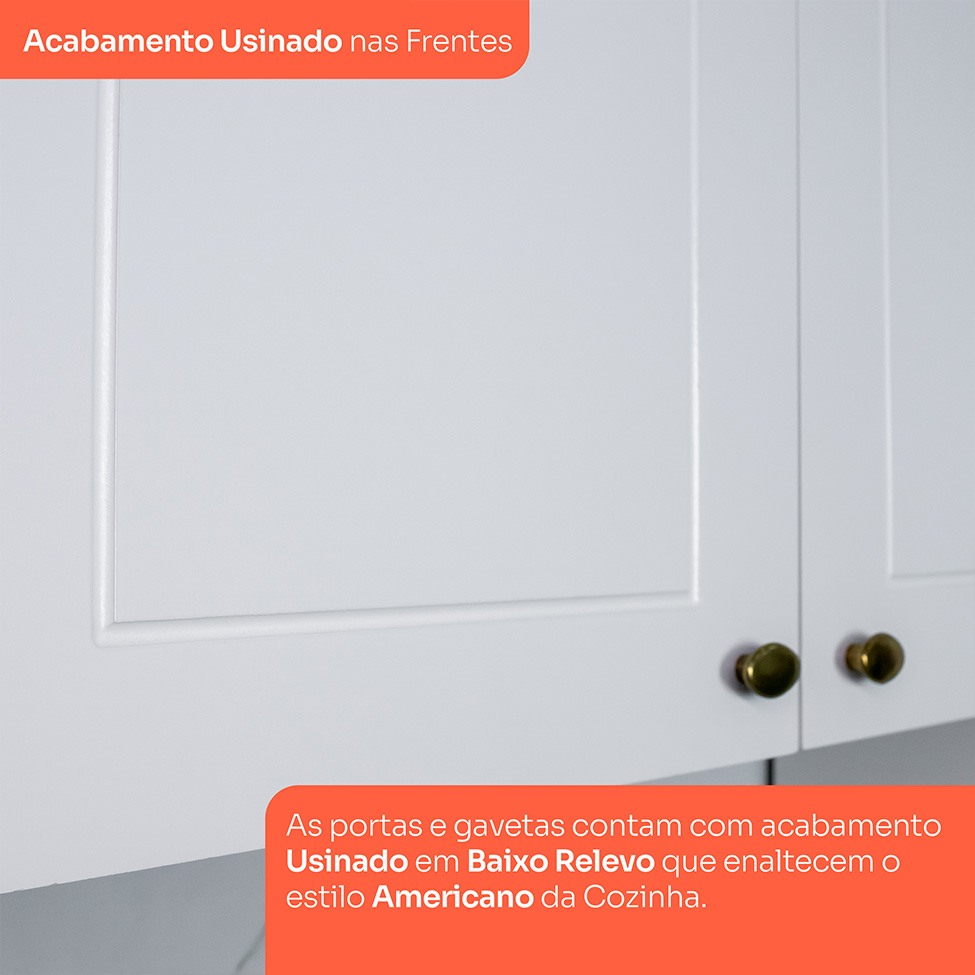 Cozinha Compacta Americana 10 Portas 5 Gavetas Branca