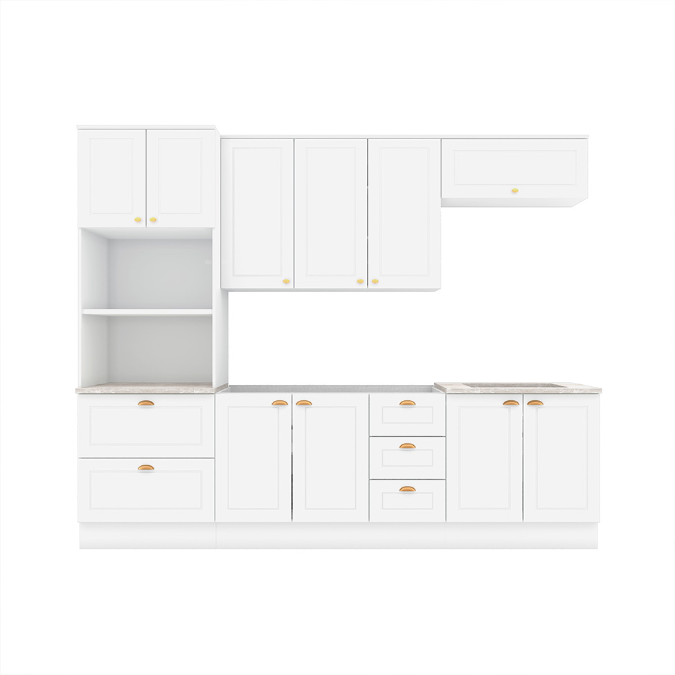 Cozinha Compacta Americana 10 Portas 5 Gavetas Branca