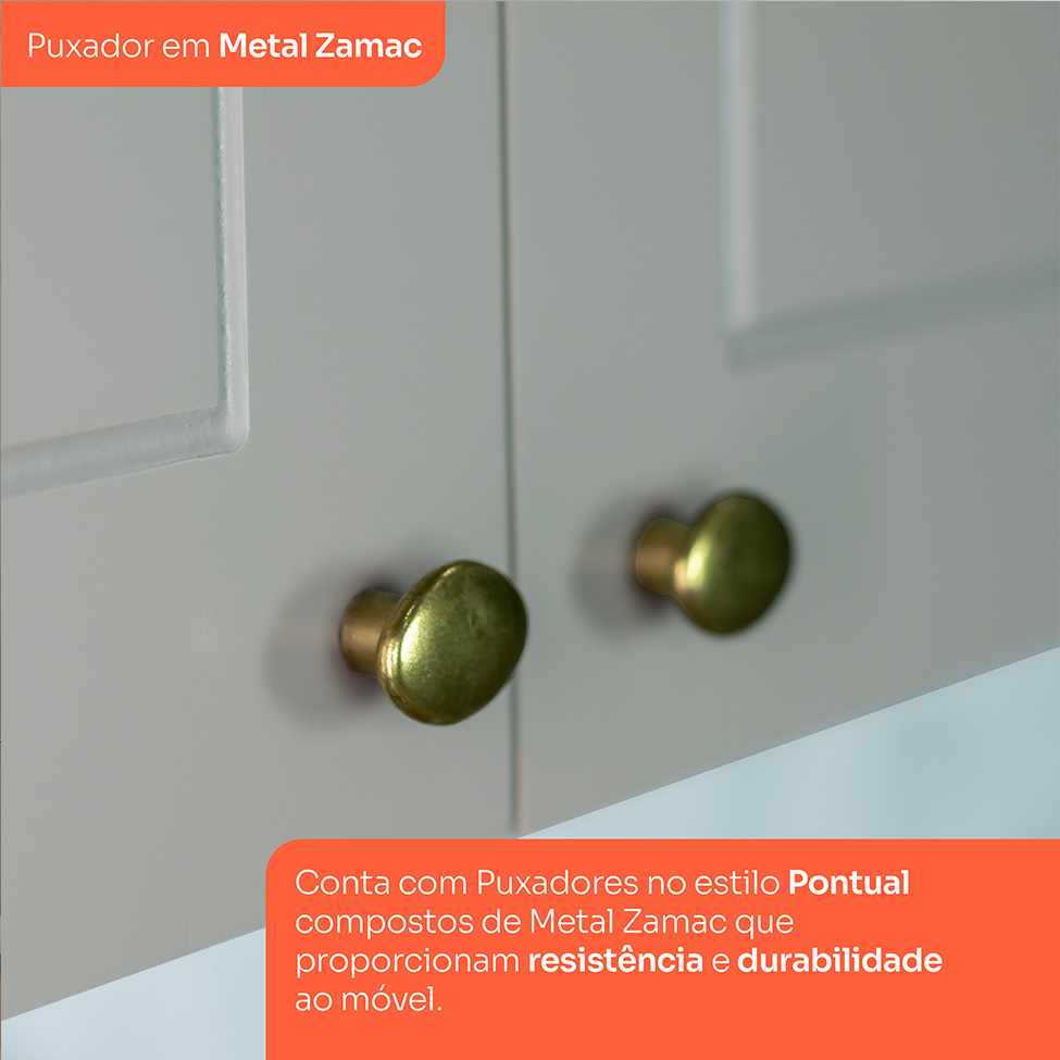 Cozinha Compacta Americana 10 Portas 5 Gavetas Cinza e Nature