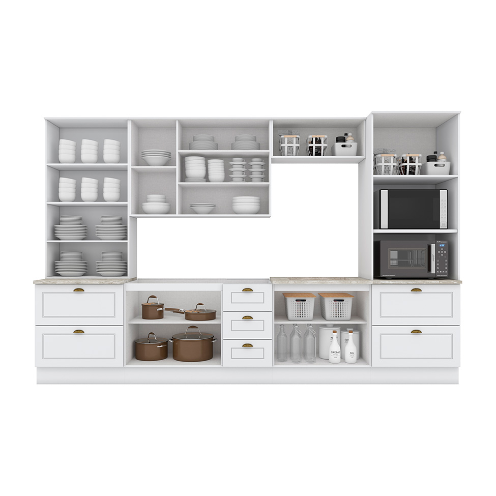 Cozinha Compacta Americana 12 Portas 7 Gavetas Branca