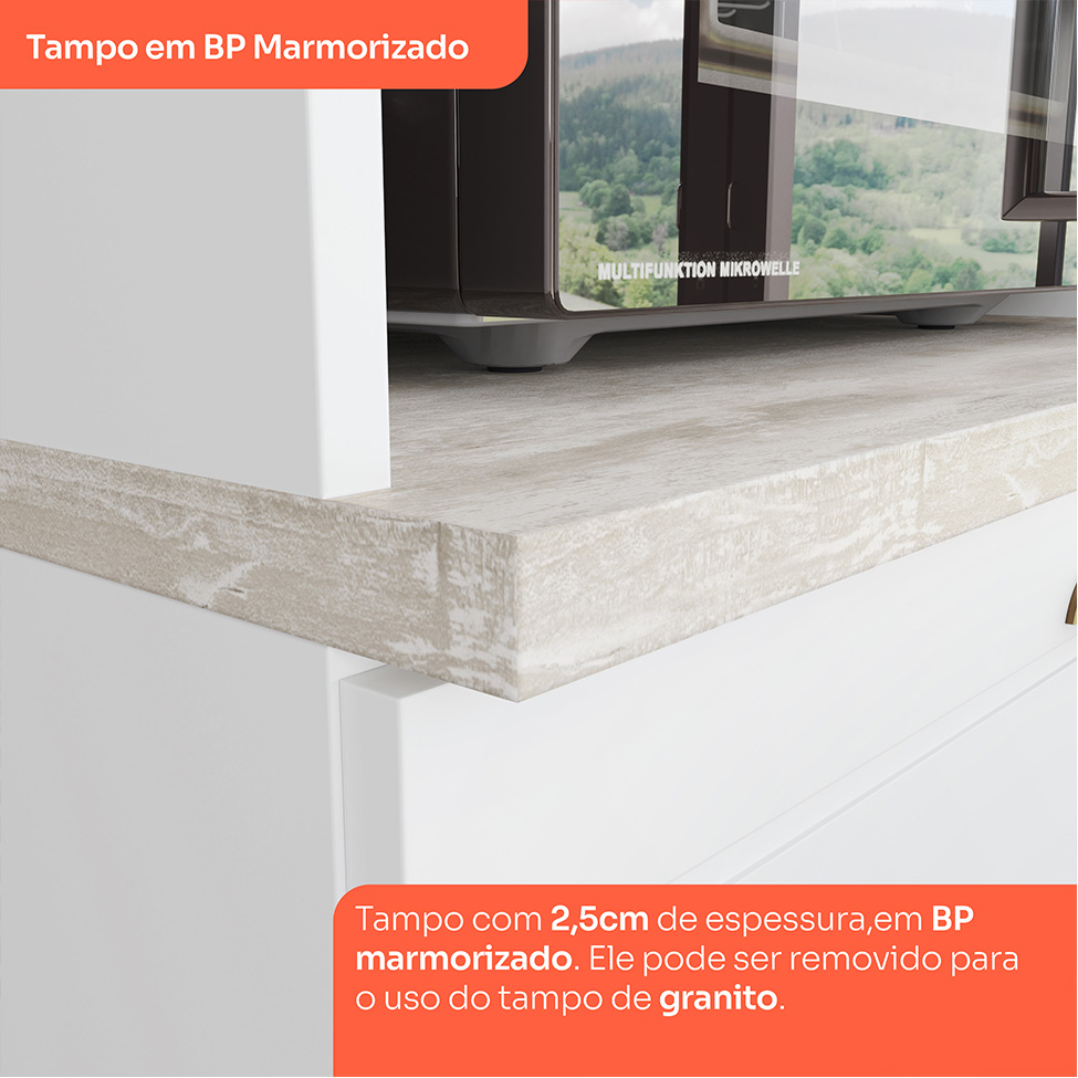 Cozinha Compacta Americana 12 Portas 7 Gavetas Branca