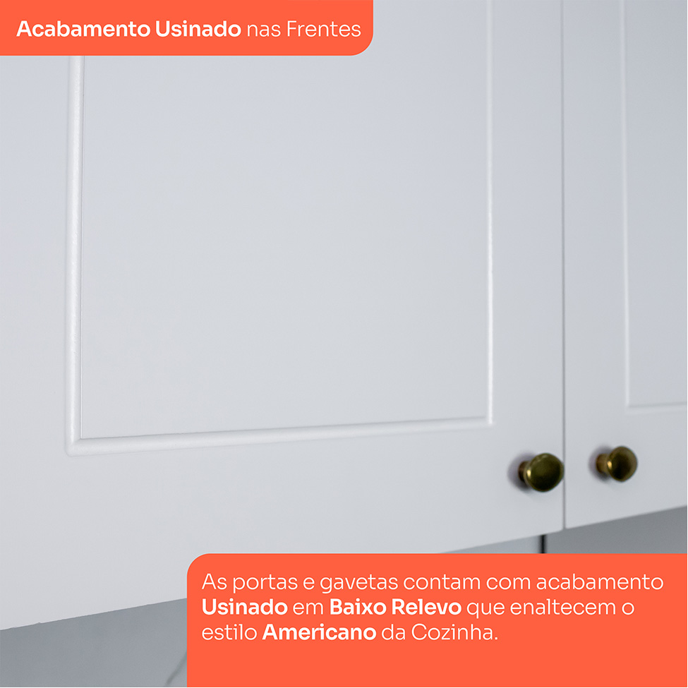 Cozinha Compacta Americana 12 Portas 7 Gavetas Branca