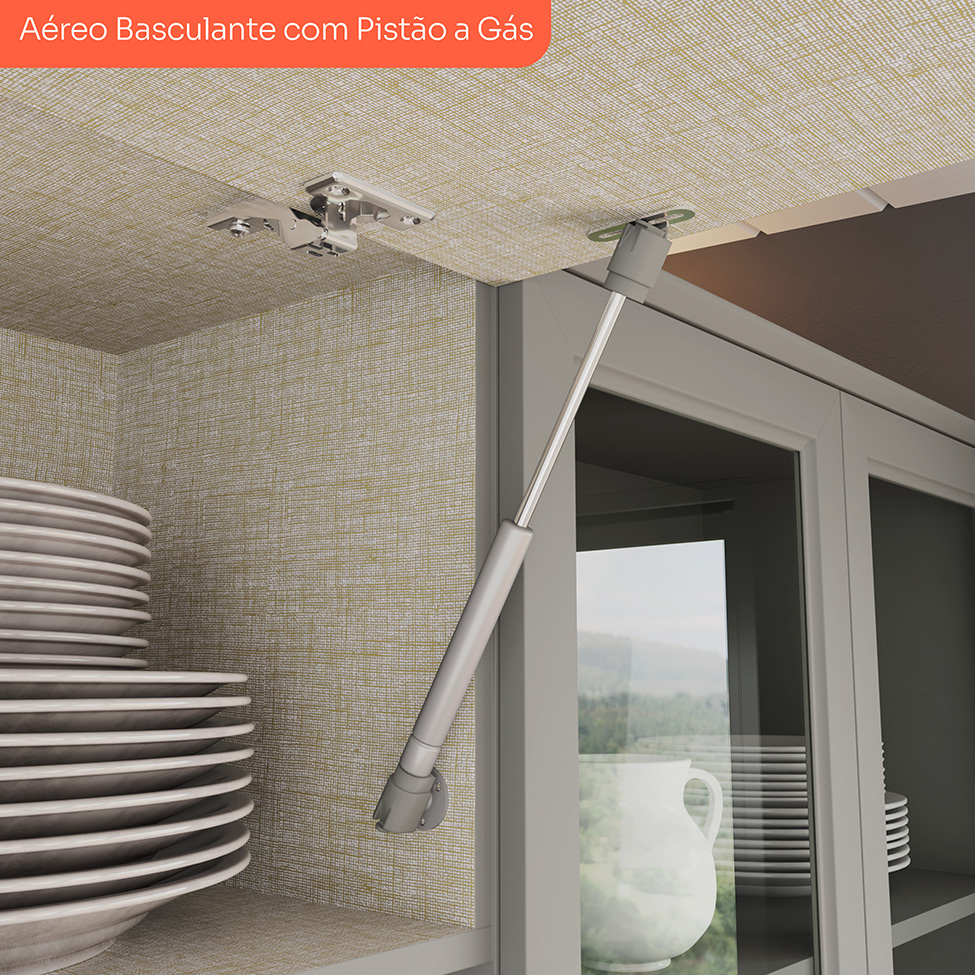 Cozinha Compacta Americana 12 Portas 7 Gavetas Branca e Cinza