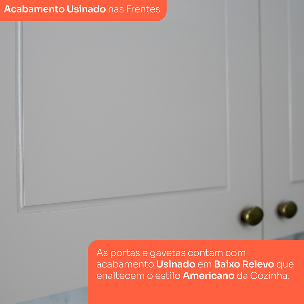 Cozinha Compacta Americana 12 Portas 7 Gavetas Branca e Cinza