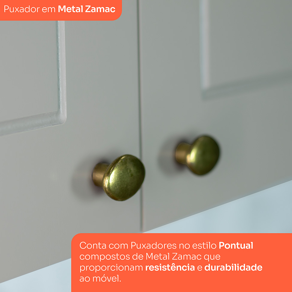 Cozinha Compacta Americana 12 Portas 7 Gavetas Cinza e Nature