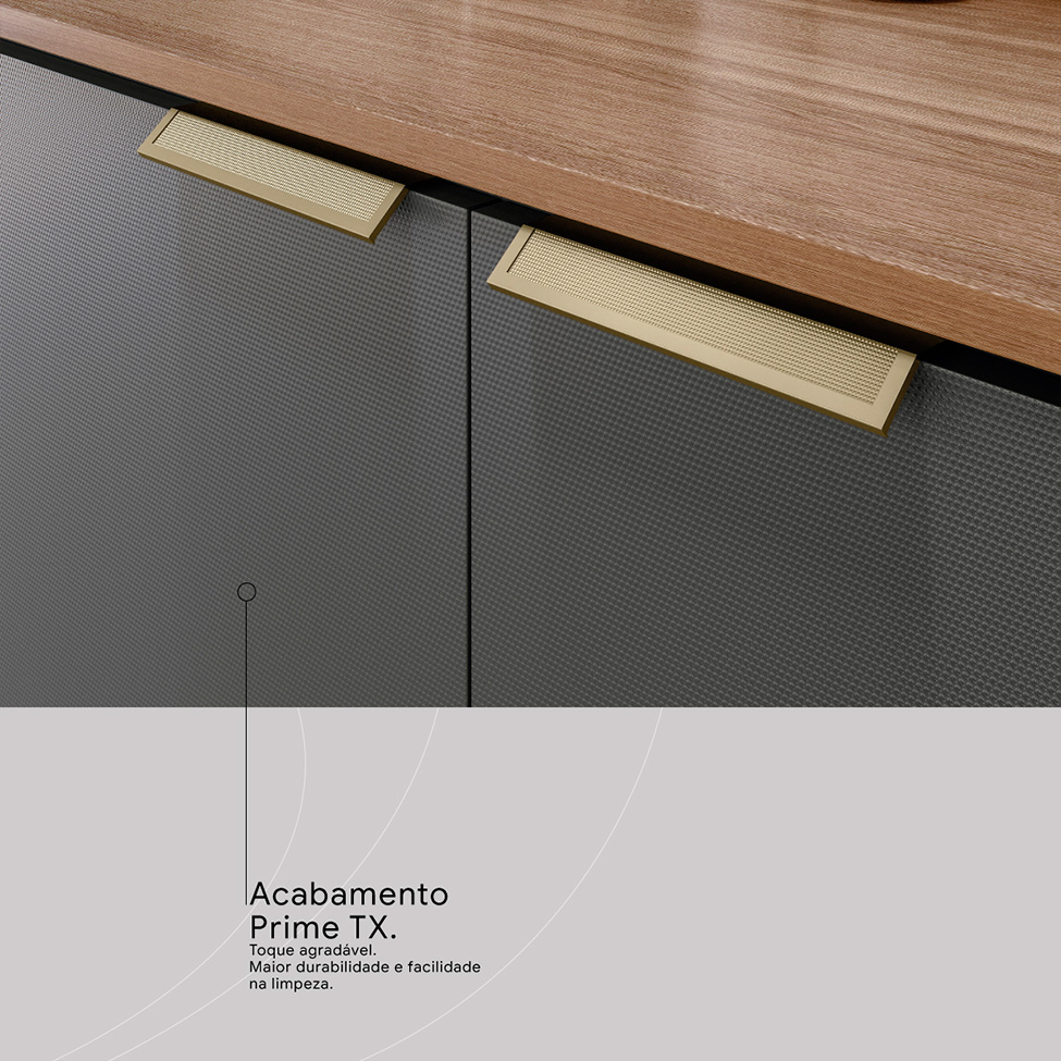 Cozinha Compacta Berry 10 Portas 2 Gavetas Amêndola e Grafite