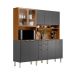 Cozinha Compacta Berry 10 Portas 2 Gavetas Amêndola e Grafite