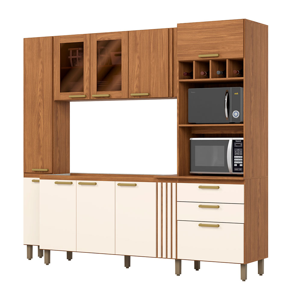 Cozinha Compacta Briz 10 Portas 2 Gavetas Nature e Off White