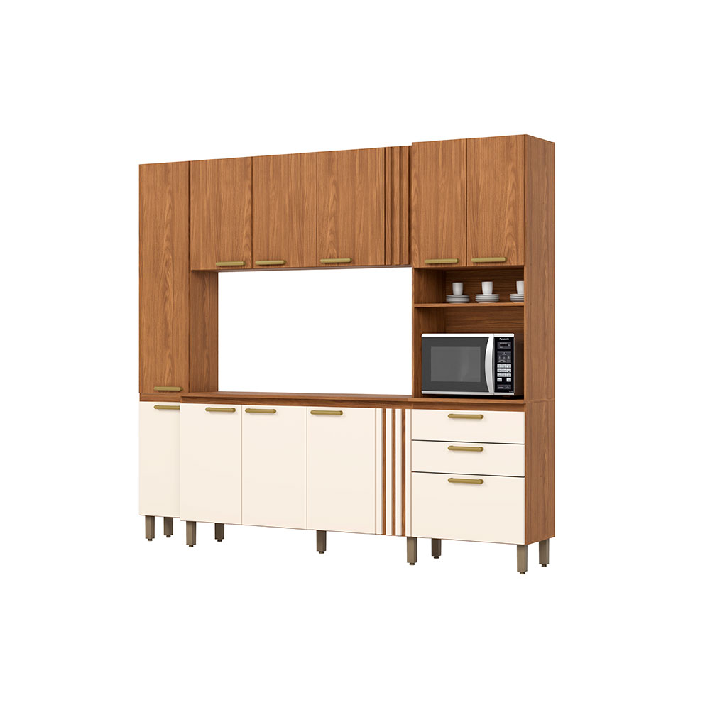 Cozinha Compacta Briz 11 Portas 2 Gavetas Nature e Off White