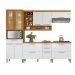 Cozinha Compacta Burgesa Premium com Vidro Reflecta 10 Portas 5 Gavetas Freijó e Branco