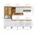Cozinha Compacta Burgesa Premium com Vidro Reflecta 10 Portas 5 Gavetas Freijó e Branco
