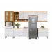 Cozinha Compacta Burguesa Premium com Vidro Reflecta 12 Portas 5 Gavetas Freijó e Branca