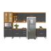Cozinha Compacta Burguesa Premium com Vidro Reflecta 12 Portas 5 Gavetas Freijó e Grafite