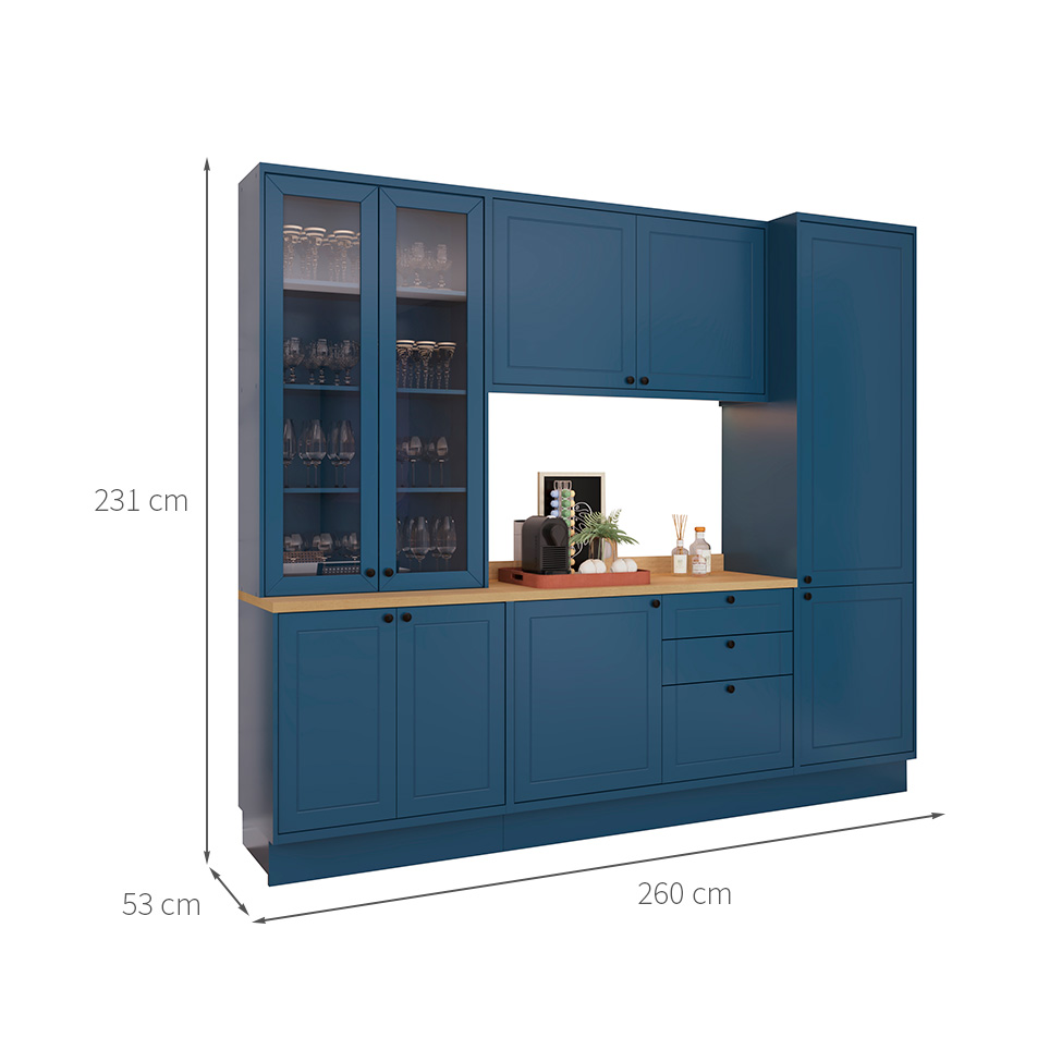 Cozinha Compacta Évora 10 Portas Azul Órion