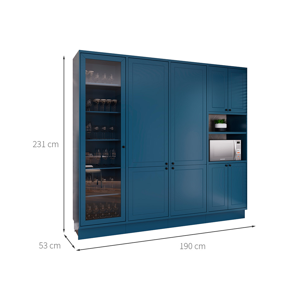 Cozinha Compacta Évora 9 Portas Azul Órion