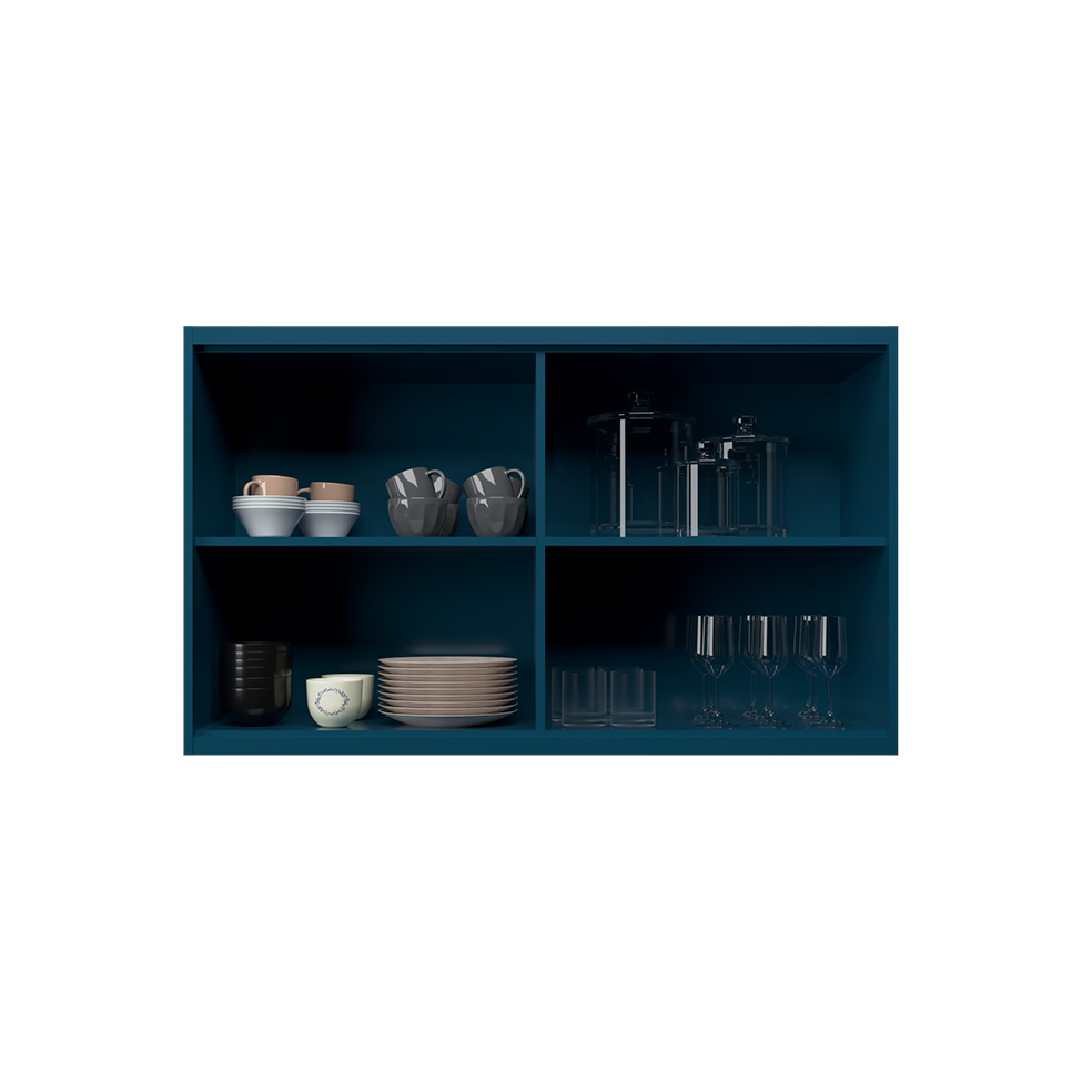 Cozinha Compacta Évora com Tampo para Cooktop 8 Portas 3 Gavetas Azul Órion