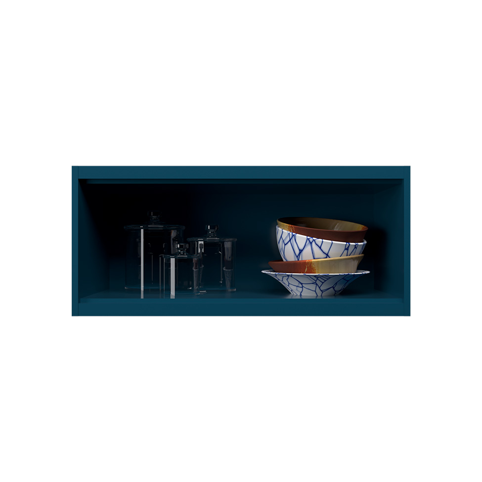 Cozinha Compacta Évora com Tampo para Cooktop 8 Portas 3 Gavetas Azul Órion