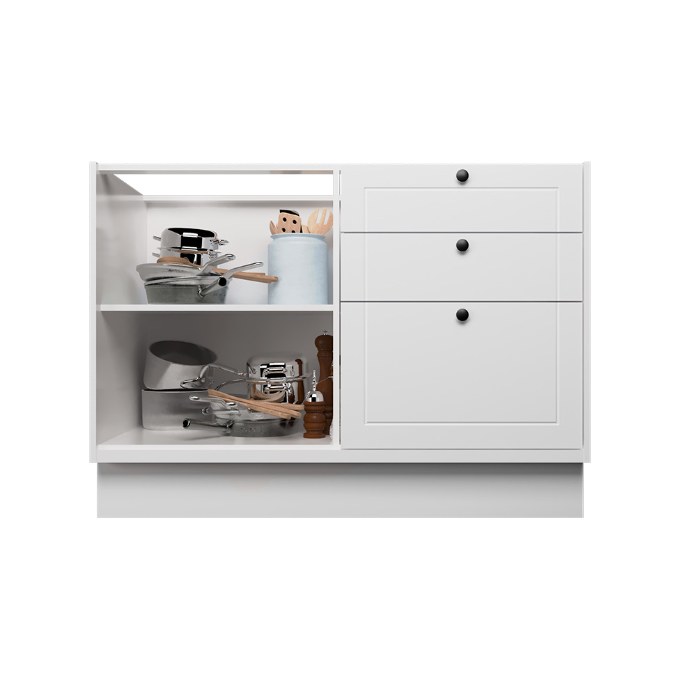 Cozinha Compacta Évora com Tampo para Cooktop 8 Portas 3 Gavetas Branco Ártico