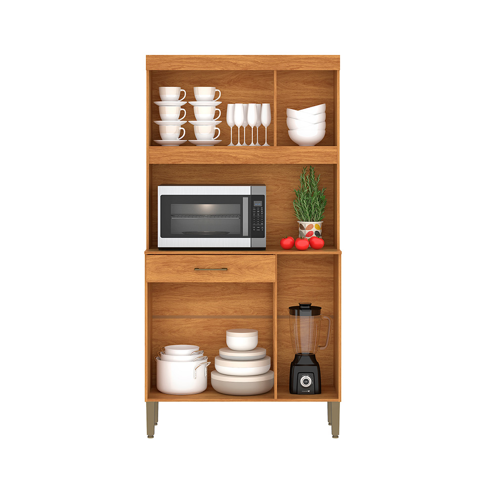 Cozinha Compacta Carla 6 Portas 1 Gaveta Cinamomo e Off White