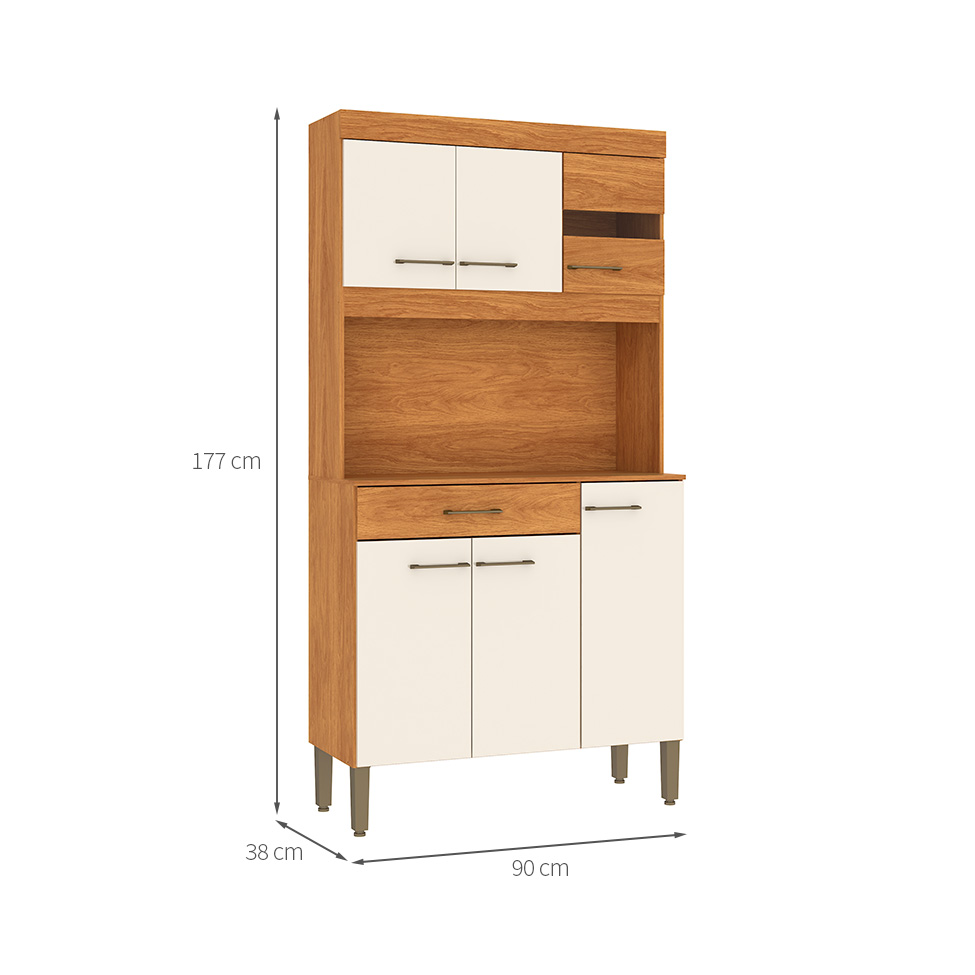 Cozinha Compacta Carla 6 Portas 1 Gaveta Cinamomo e Off White