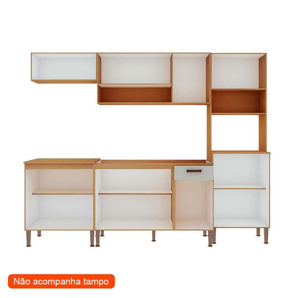 Cozinha Compacta Essência 100% MDF 12 Portas 1 Gaveta Frejó e Off White