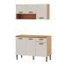 Cozinha Compacta Essência 100% MDF 6 Portas 1 Gaveta Freijó e Off White