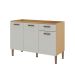 Cozinha Compacta Essência 100% MDF 6 Portas 1 Gaveta Freijó e Off White