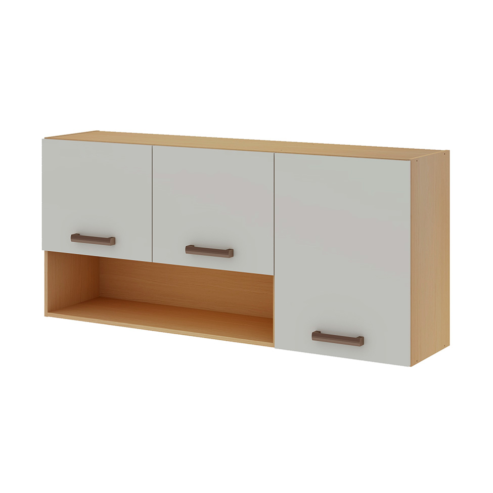 Cozinha Compacta Essência 100% MDF 6 Portas 1 Gaveta Freijó e Off White