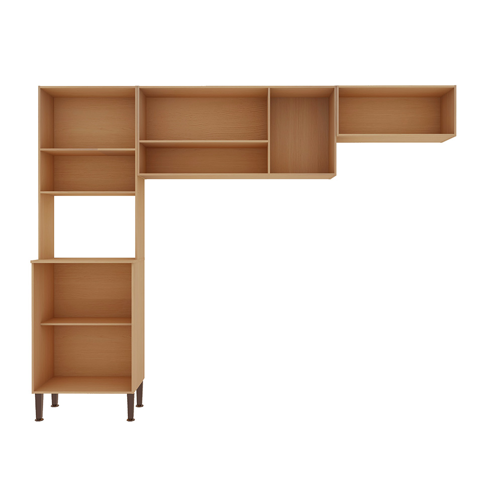 Cozinha Compacta Essência 100% MDF 7 Portas Freijó e Off White
