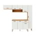 Cozinha Compacta Essência 100% MDF 8 Portas 1 Gaveta Freijó e Off White 225 cm