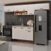 Cozinha Compacta Essência 100% MDF 8 Portas 1 Gaveta Freijó e Off White 260 cm