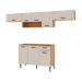 Cozinha Compacta Essência 100% MDF 8 Portas 1 Gaveta Freijó e Off White 260 cm