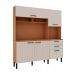 Cozinha Compacta Fiore 100% MDF 5 Portas 2 Gavetas Freijó e Off White