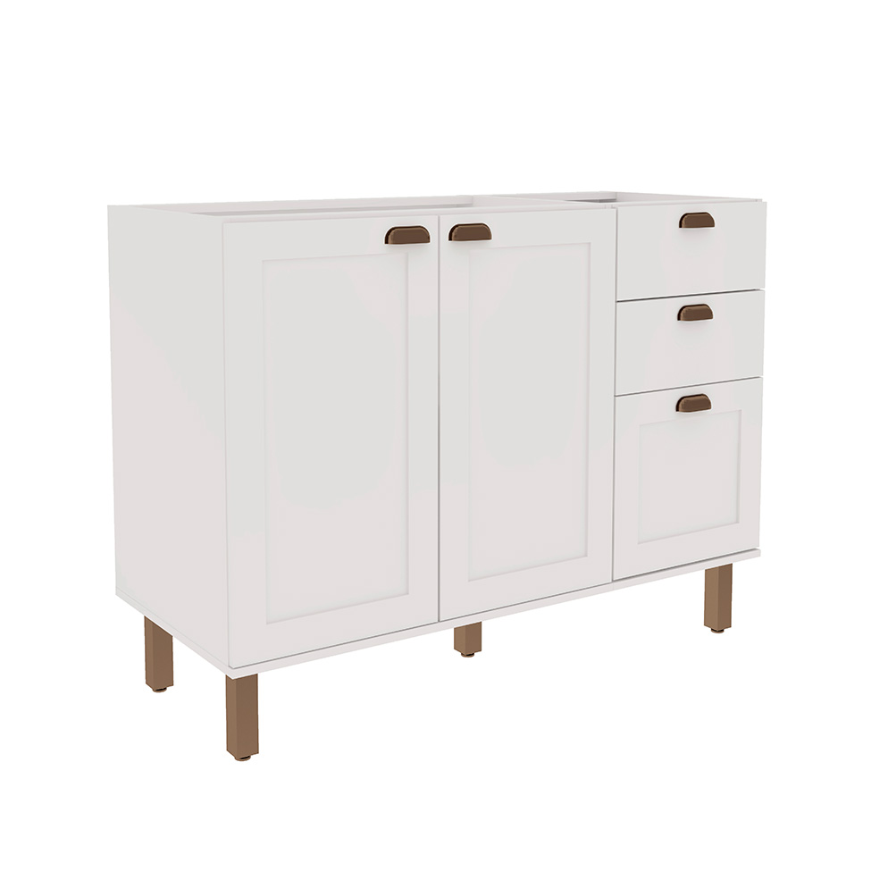 Cozinha Compacta Iluminata 12 Portas 3 Gavetas Branco e Ébano