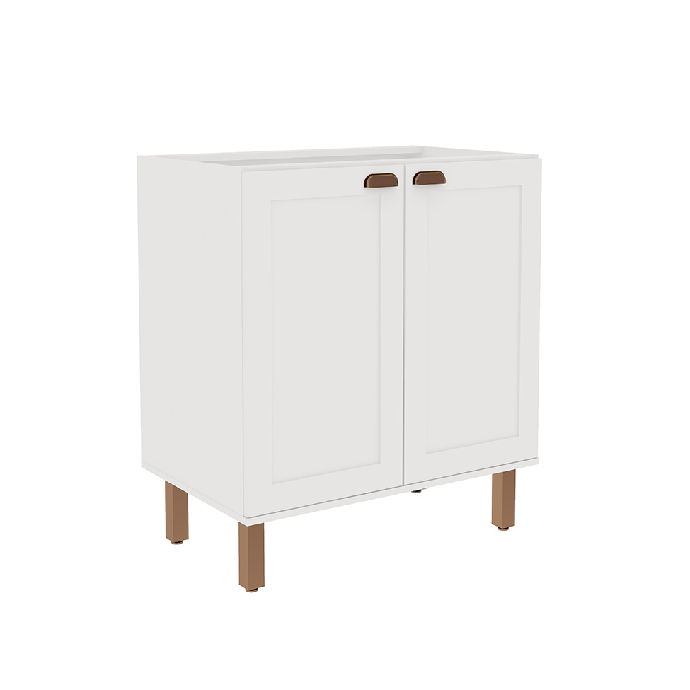 Cozinha Compacta Iluminata 12 Portas 3 Gavetas Branco e Ébano