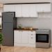 Cozinha Compacta Iluminata 7 Portas 3 Gavetas Branco e Ébano