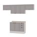 Cozinha Compacta Iluminata 7 Portas 3 Gavetas Branco e Fendi