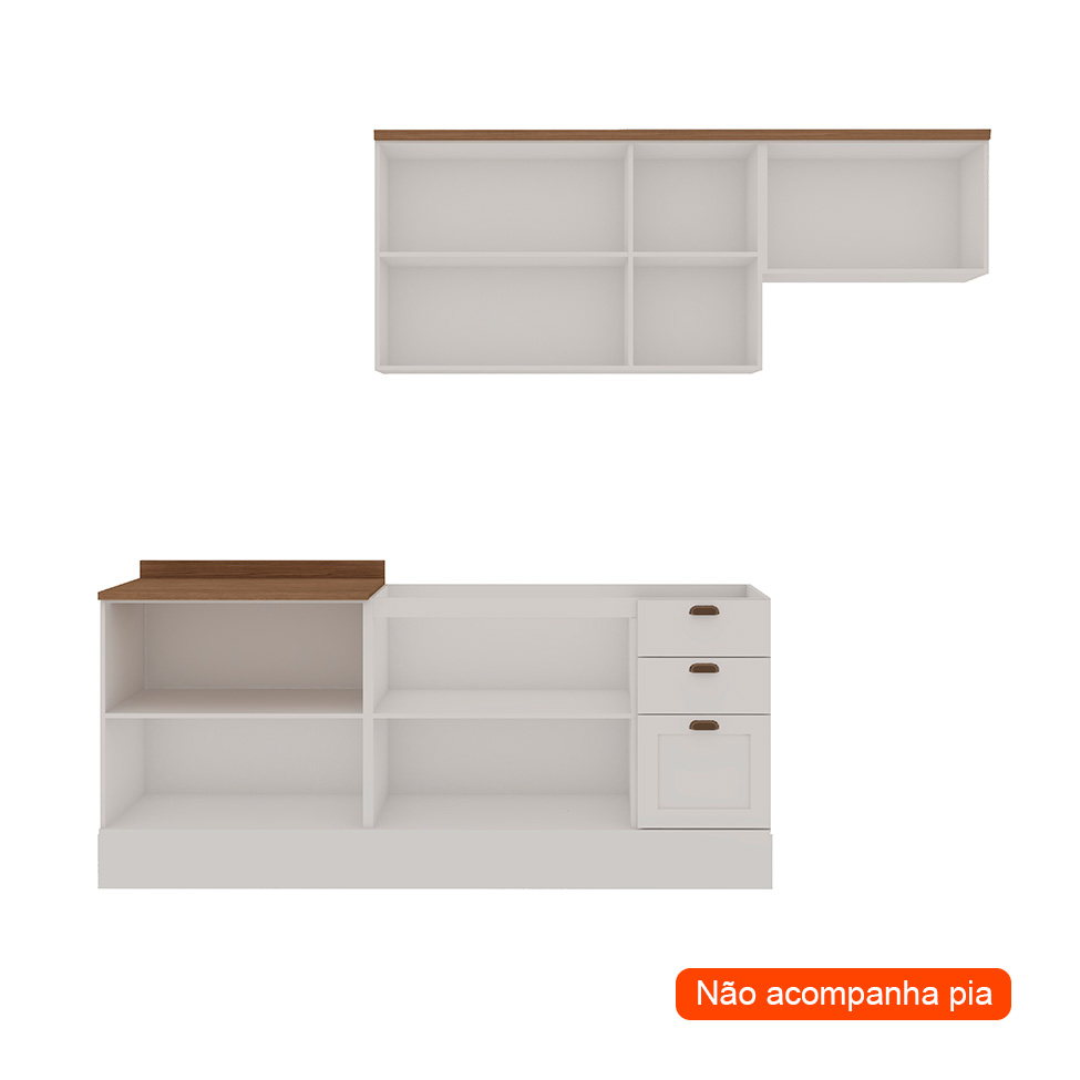 Cozinha Compacta Iluminata 8 PT 4 GV Branca e Ébano