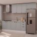 Cozinha Compacta Iluminata 8 Portas 4 Gavetas Branca e Fendi
