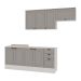 Cozinha Compacta Iluminata 8 Portas 4 Gavetas Branca e Fendi