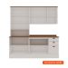 Cozinha Compacta Iluminata 9 Portas 3 Gavetas Branco e Ébano