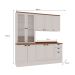 Cozinha Compacta Iluminata 9 Portas 3 Gavetas Branco e Ébano