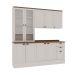 Cozinha Compacta Iluminata 9 Portas 3 Gavetas Branco e Ébano