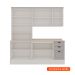 Cozinha Compacta Iluminata 9 Portas 3 Gavetas Branco e Fendi