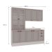 Cozinha Compacta Iluminata 9 Portas 3 Gavetas Branco e Fendi