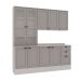 Cozinha Compacta Iluminata 9 Portas 3 Gavetas Branco e Fendi