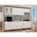 Cozinha Compacta Iluminata Ester com Vidro 12 Portas 3 Gavetas Branca e Ébano